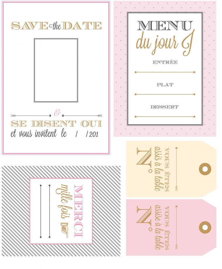 Mariage : Invitations, Menus Et Marque-Places Gratuits pour Marque Page Gratuit À Imprimer