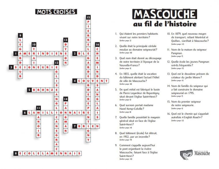 Mascouche Au Fil De L'histoire – Ville De Mascouche à Mots Croises Ca