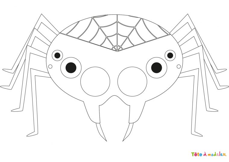 Masque Araignée D'halloween À Colorier Par Tête À Modeler concernant Masque Enfant A Colorier