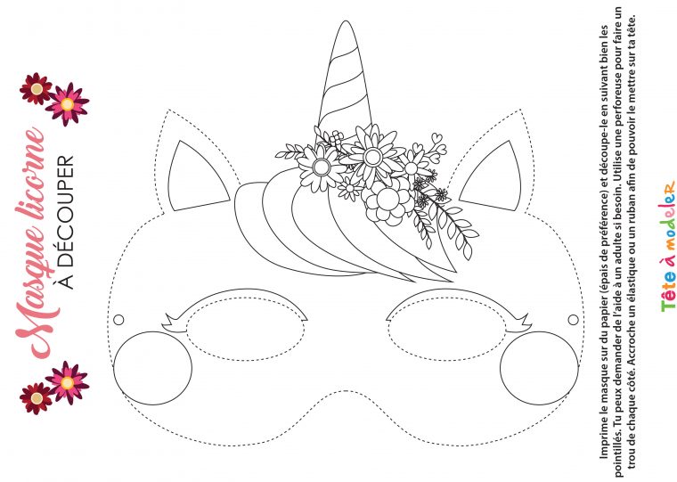 Masque De Licorne À Colorier Avec Tête À Modeler concernant Coloriage De Carnaval A Imprimer Gratuit