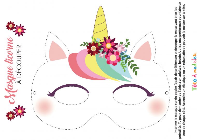 Masque De Licorne À Imprimer Avec Tête À Modeler destiné Découpage Gratuit À Imprimer