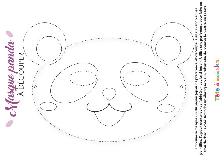 Masque De Panda À Colorier pour Dessin En Pointillé