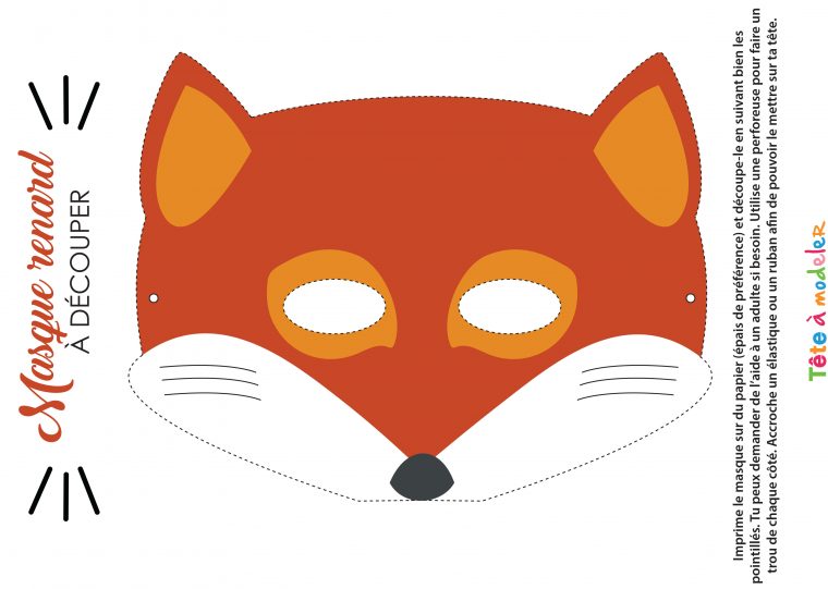 Masque De Renard À Imprimer avec Découpage Gratuit À Imprimer