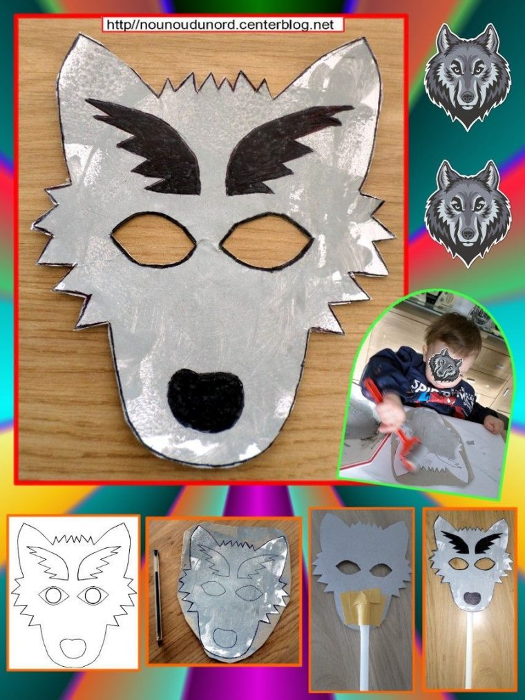 Masque Loup Réalisé Par Théodore Pour Le Carnaval dedans Masque De Loup À Imprimer