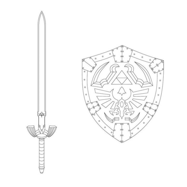 Master Sword And Hylian Shield – 2014 | Coloriage, Zelda, Dessin tout Coloriage D Épée