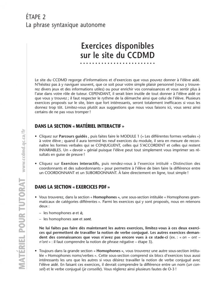 Matériel Pour Tutorat Exercices Disponibles Sur Le Site Du destiné Exercice Grande Section En Ligne