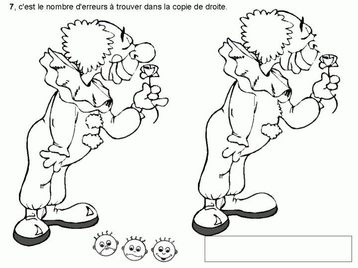 Maternelle: Jeu Des Différences Avec Un Clown destiné Trouver Les 7 Erreurs