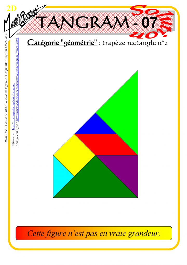 Math'@ctivité 2D : Tangram concernant Tangram Modèles Et Solutions