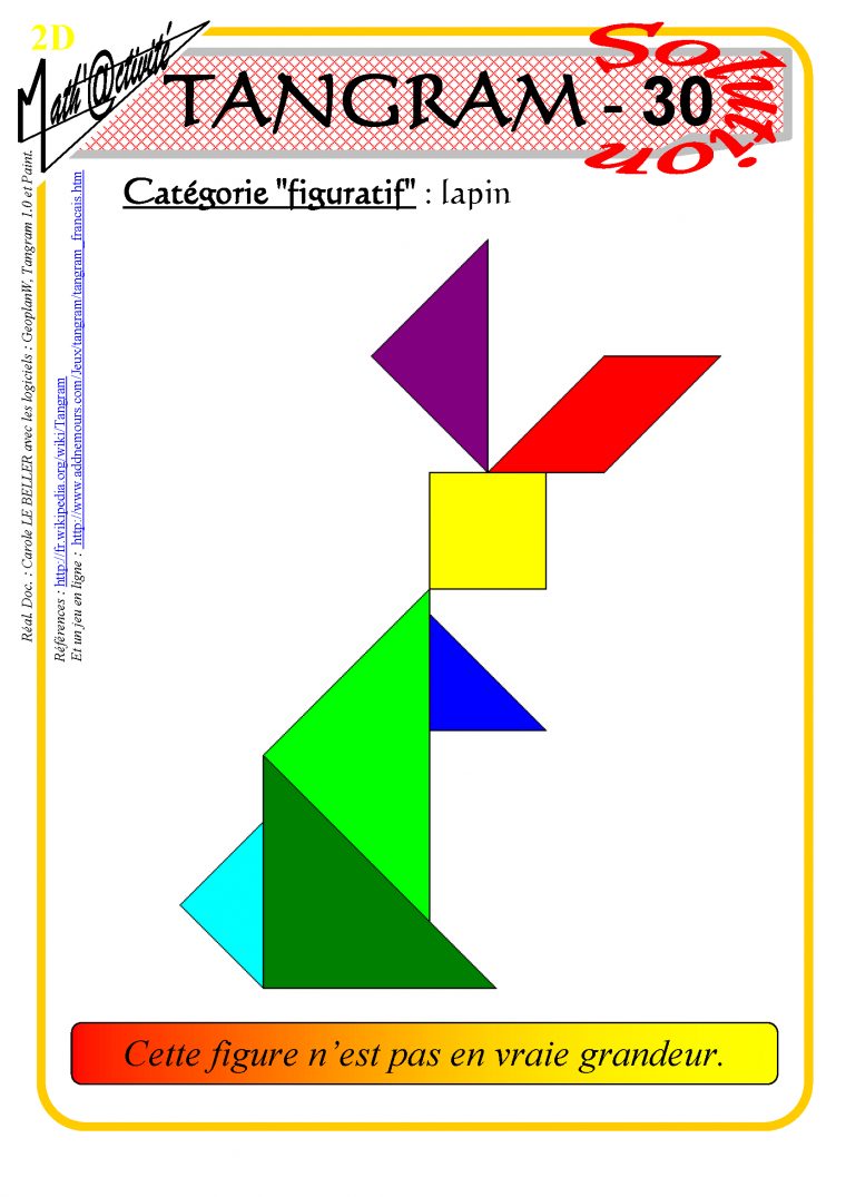 Math'@ctivité 2D : Tangram dedans Tangram Lapin