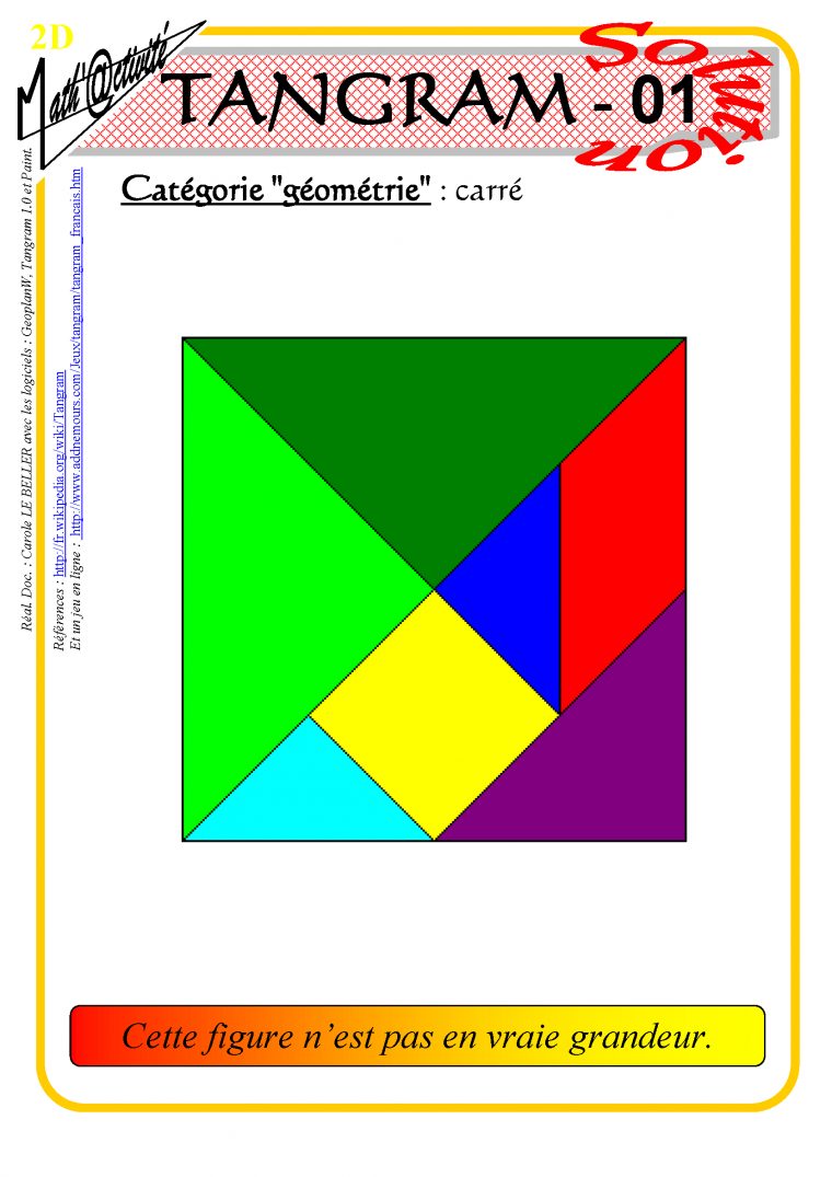 Math'@ctivité 2D : Tangram encequiconcerne Tangram Carré