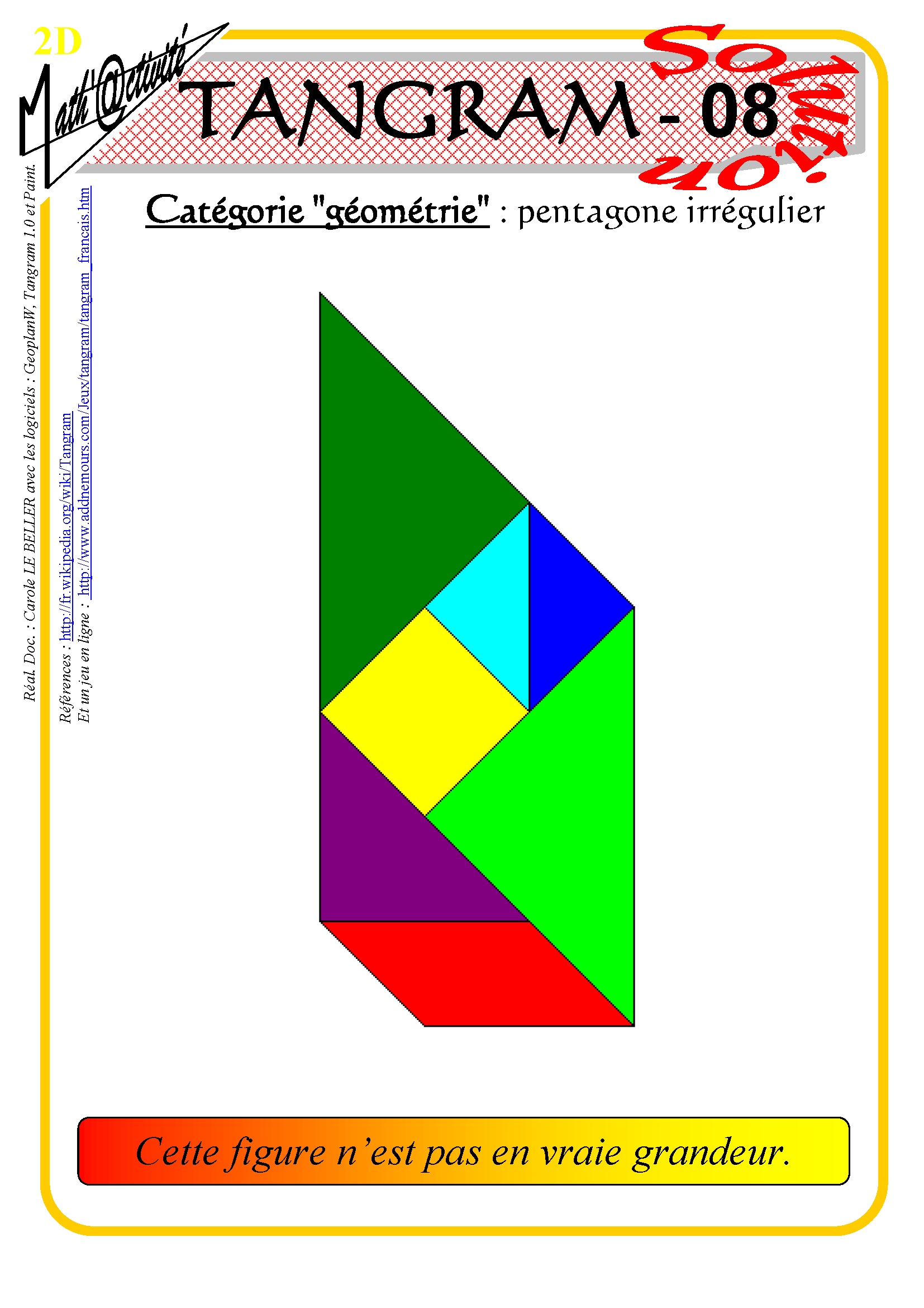 Math'@ctivité 2D : Tangram tout Jeu De Tangram À Imprimer