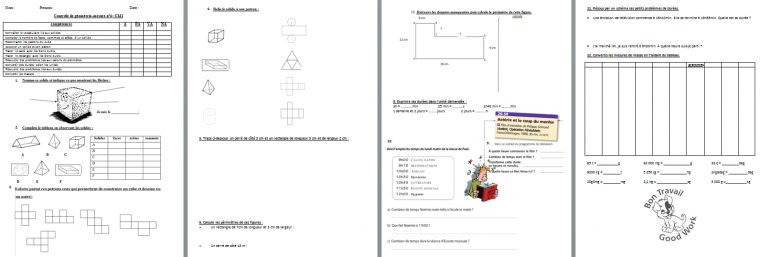 Mathématiques : Évaluation – Contrôle De Géométrie/mesure avec Symétrie Cm1 Évaluation