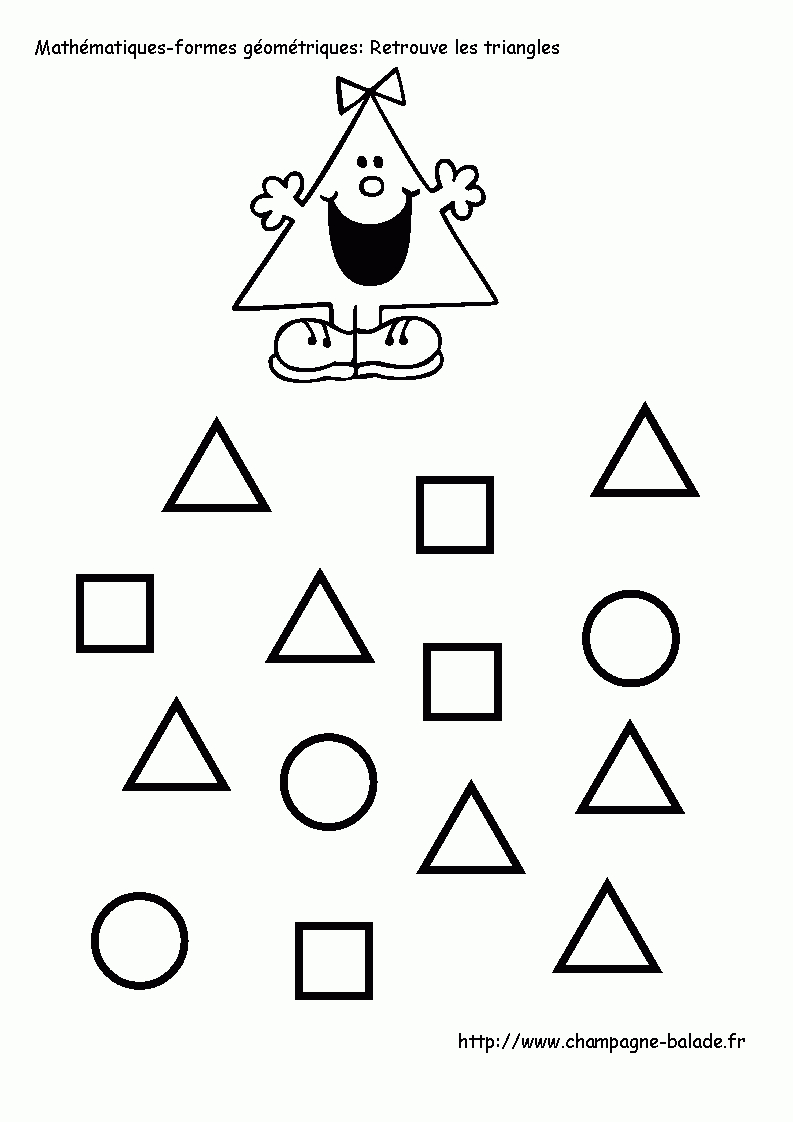 Mathematiques-Forme-Geometreique-Triangle-Monsieur-Madame dedans Exercice Maternelle Moyenne Section À Imprimer