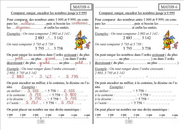 Maths 6 Ce2 : Comparer, Ranger, Encadrer Les Nombres De 1 concernant Cours Ce2 A Imprimer