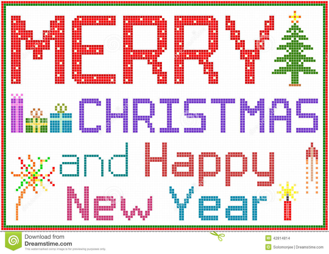 Merry Christmas In Pixels Stock Vector. Illustration Of avec Dessin Pixel Noel