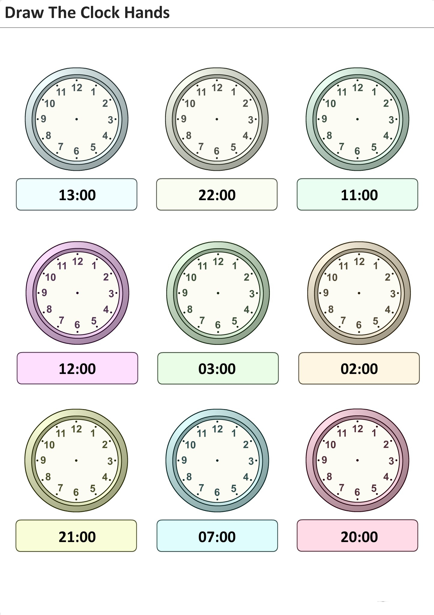 Mettez L&amp;#039;heure Sur L&amp;#039;horloge Pour Enfants De Maternelle 5 pour Exercices Maternelle À Imprimer 