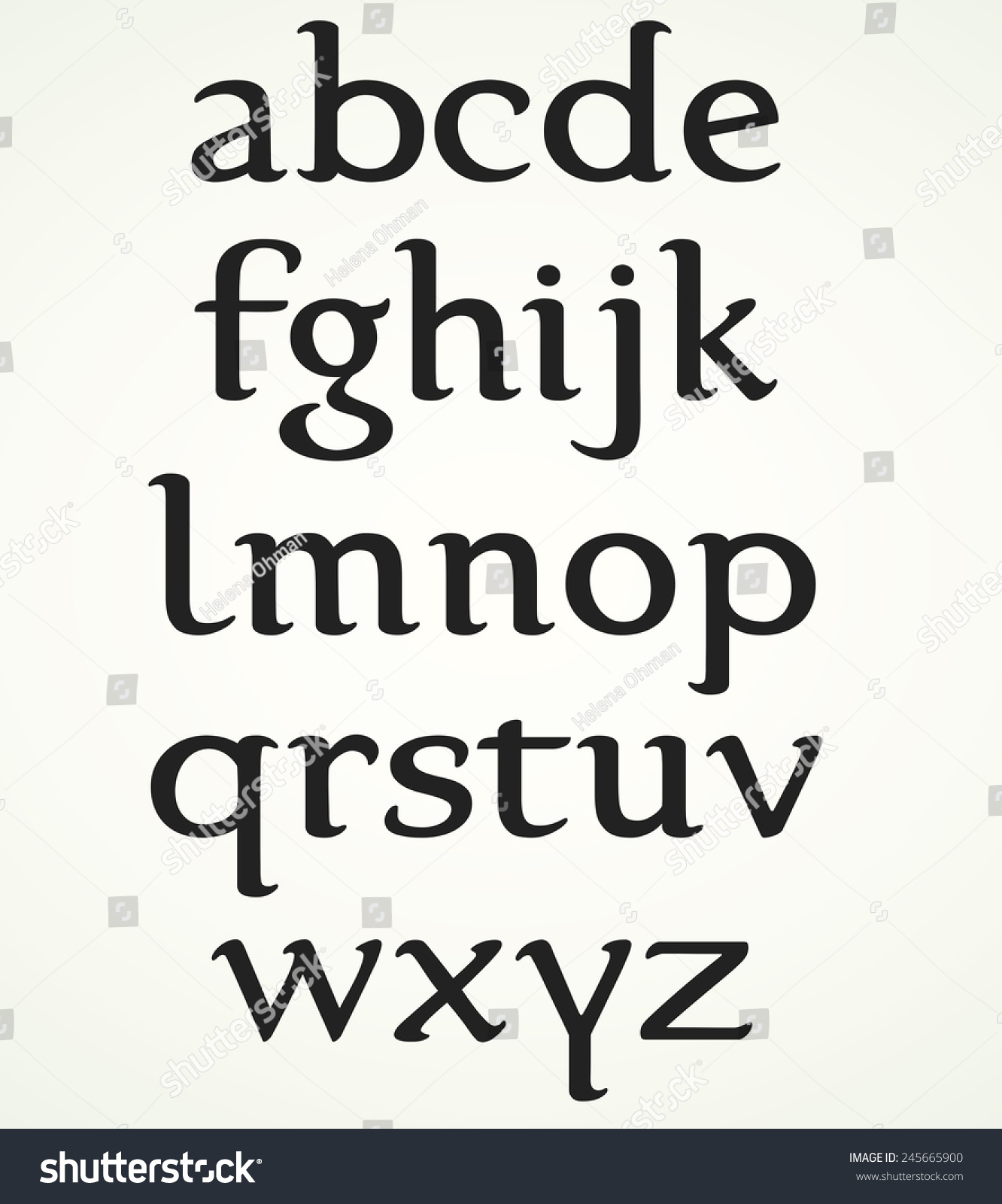 Minuscule Alphabet Inspired By Foundational Hand Stok Vektör pour Alphabet Majuscule Et Minuscule