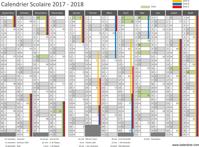 Modèle De Calendrier Annuel Vierge Pour L'année Scolaire concernant Calendrier Annuel 2018 À Imprimer