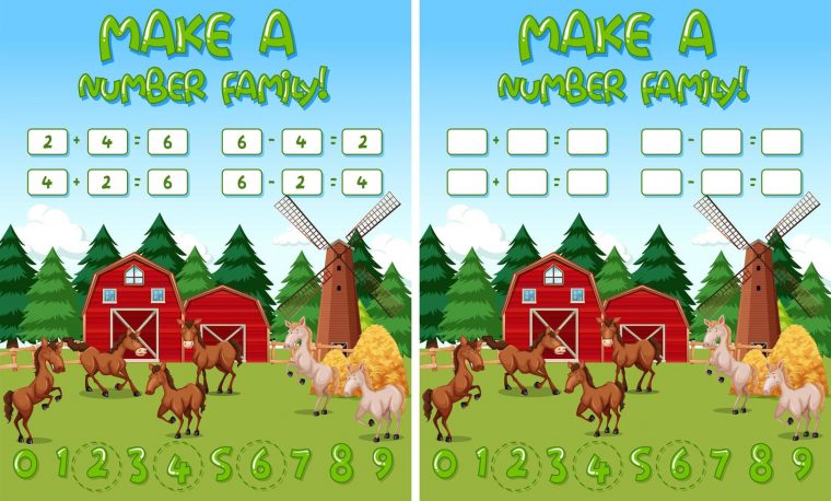 Modèle De Jeu De Mathématiques De Ferme Avec Des Chevaux Et avec Jeux De Ferme Gratuit Avec Des Animaux