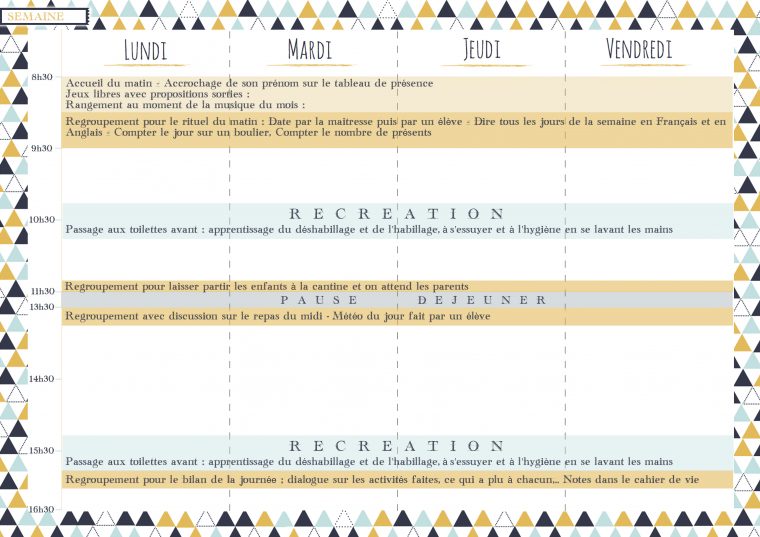 Modèle De Semainier – Les Activités De Maman pour Jeux Maternelle Moyenne Section