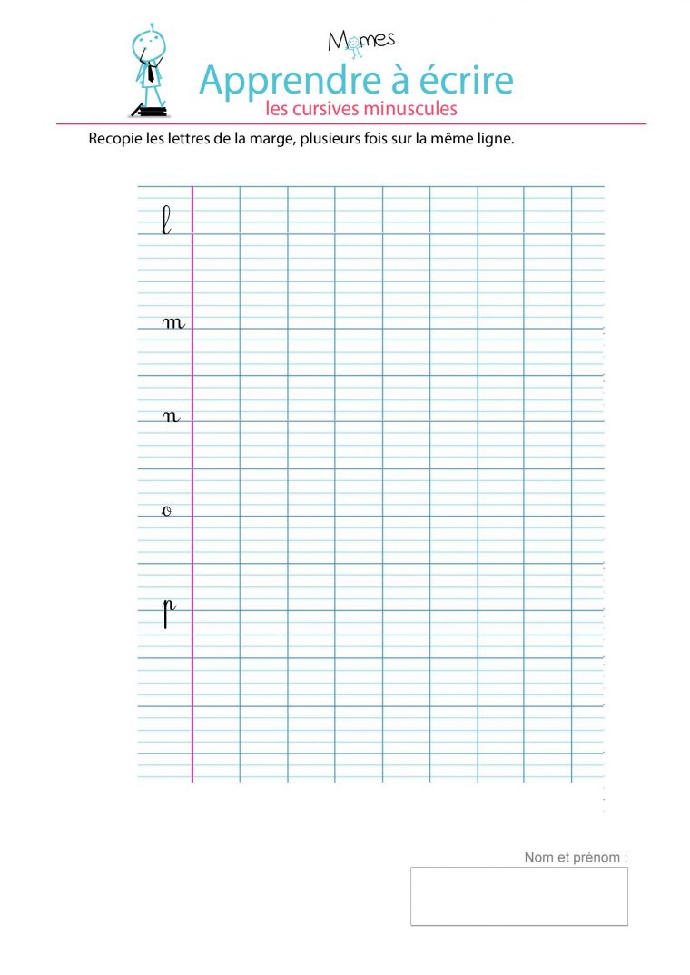 Modèle Écriture Cursives L, M, N, O, P | Modele Ecriture intérieur Exercice D Écriture Ce2