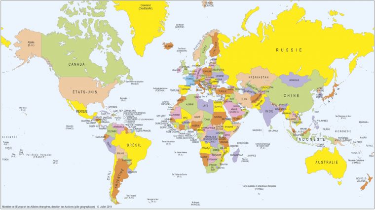 Monde – Politique (Grand) • Carte • Populationdata concernant Mappe De France