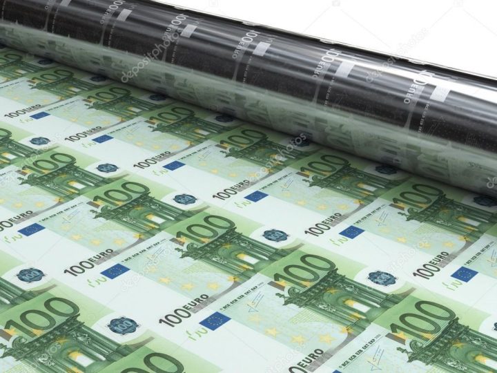 Money Machine To Print New Euro Banknotes — Stock Photo serapportantà Billet De 50 Euros À Imprimer