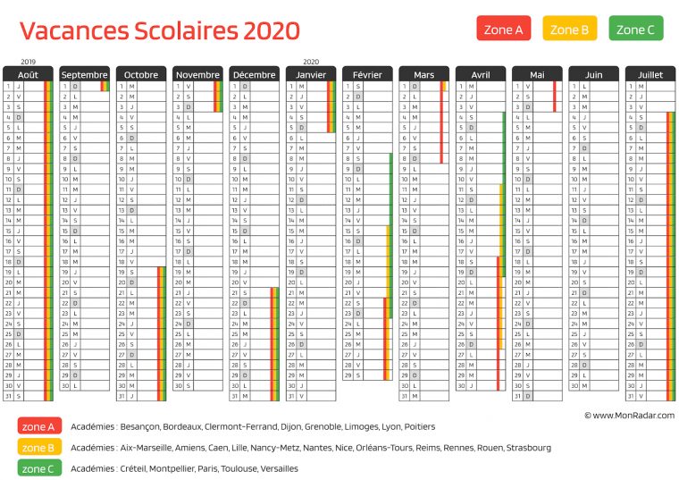 Monra Daraqw: Les Dates Des Vacances Scolaires 2020 En France concernant Calendrier 2019 Avec Jours Fériés Vacances Scolaires