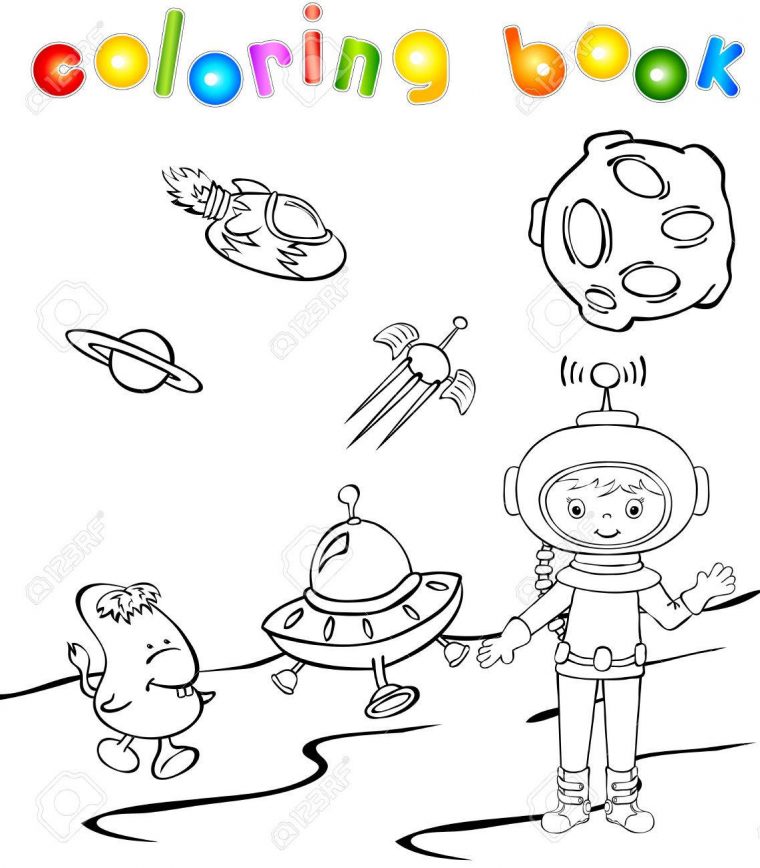 Monstre Astronaute Et De L'espace Près De La Fusée. Livre De Coloriage à Coloriage Astronaute