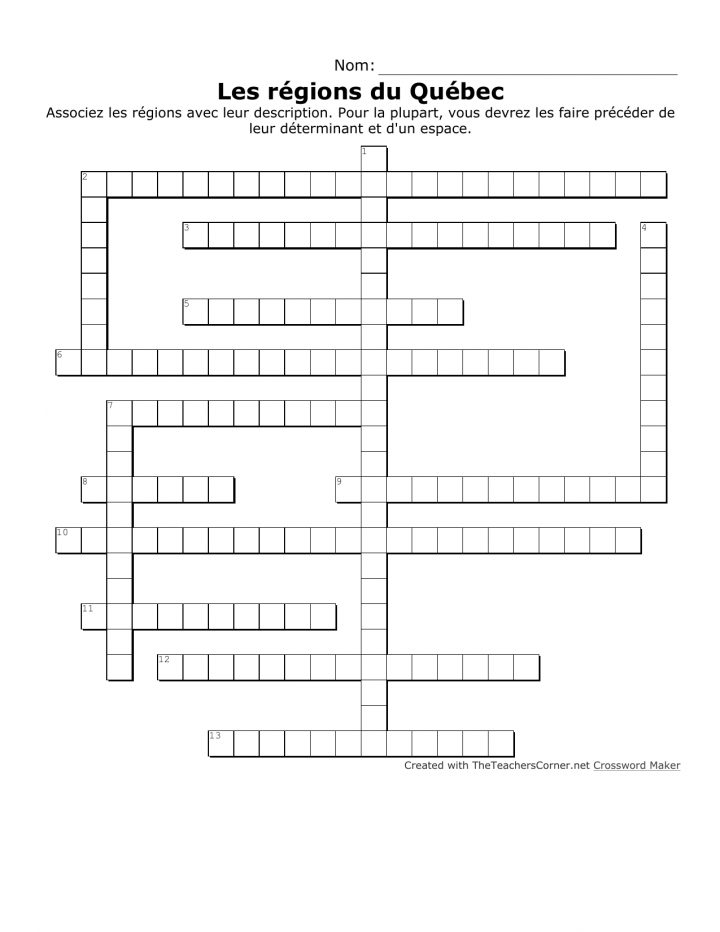 Mot-Croisé – Les Régions Du Québec encequiconcerne Mot Croiser