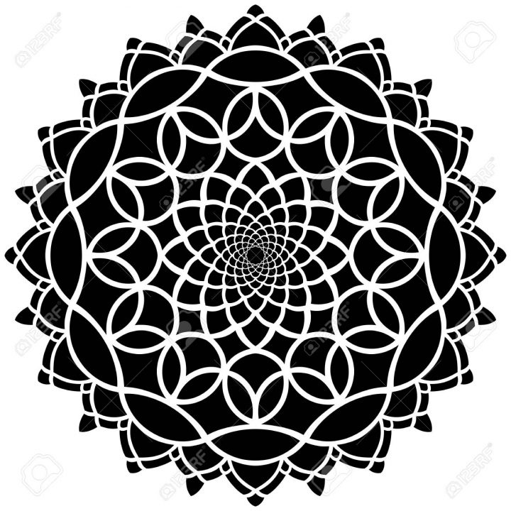 Motif De Symétrie Rond Noir Et Blanc, Mandala, Rosace concernant Image De Rosace