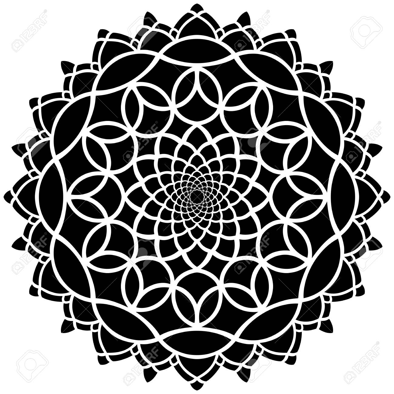 Motif De Symétrie Rond Noir Et Blanc, Mandala, Rosace concernant Image De Rosace 