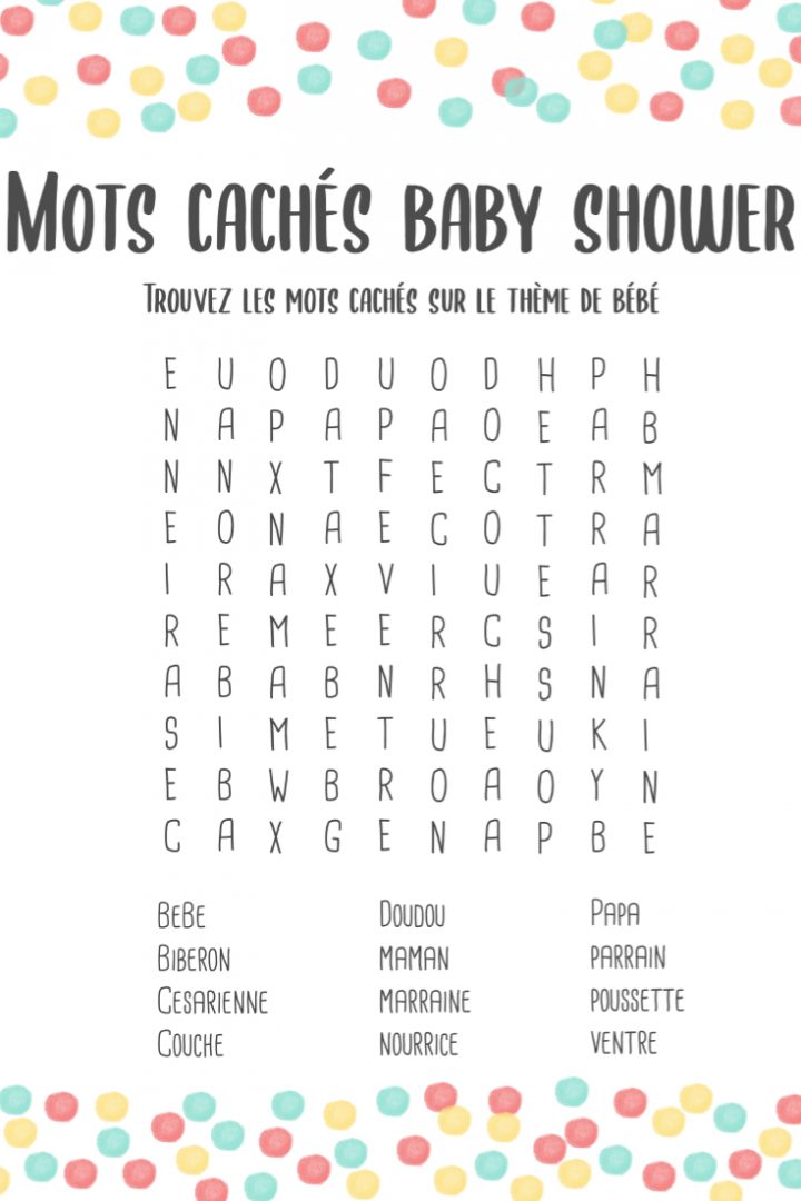 Mots Cachés Baby Shower, Jeu Pour Baby Shower, Collection concernant Jeux Des Mots Cachés