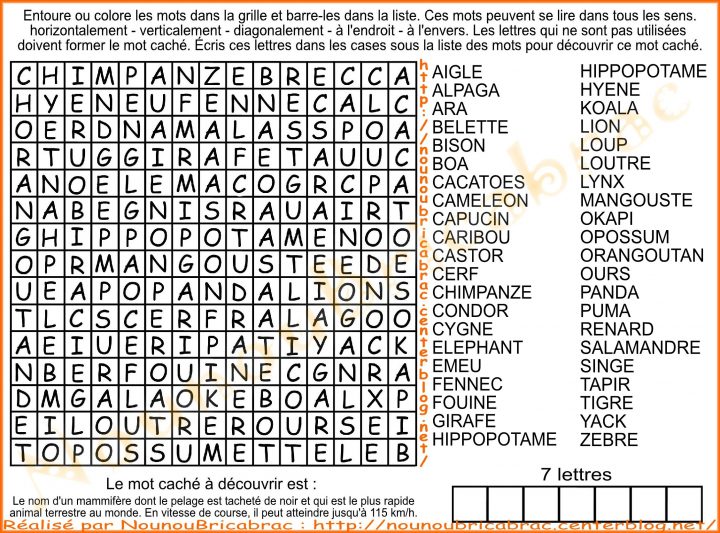 Mots Caches Pour Les Enfants avec Jeux Des Mots Cachés