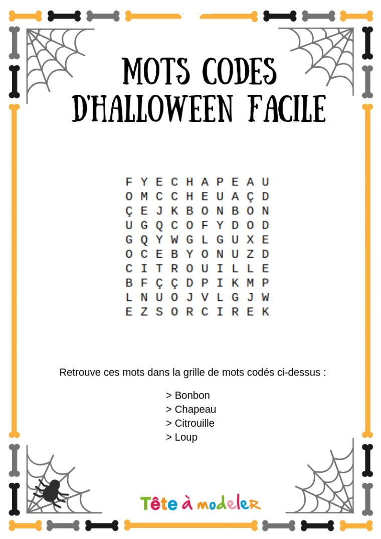 Mots Codés Halloween #2 – Un Jeu À Imprimer De Tête À Modeler à Mots Croisés Faciles À Imprimer