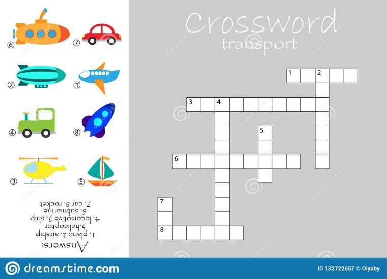 Mots Croisé Pour Des Enfants, Thème De Transport, Jeu D concernant Mots Croises Pour Enfants