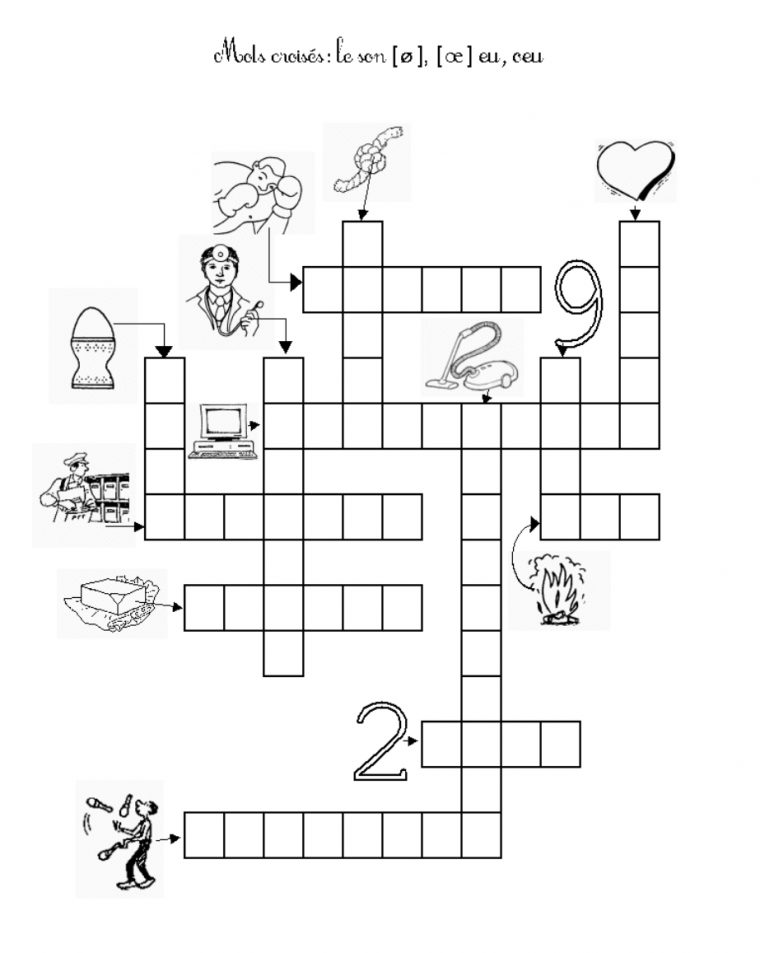 Mots Croisés Avec Le Son Eu Et Oeu | Mots Croisés, Grammaire concernant Mots Croisés Avec Image