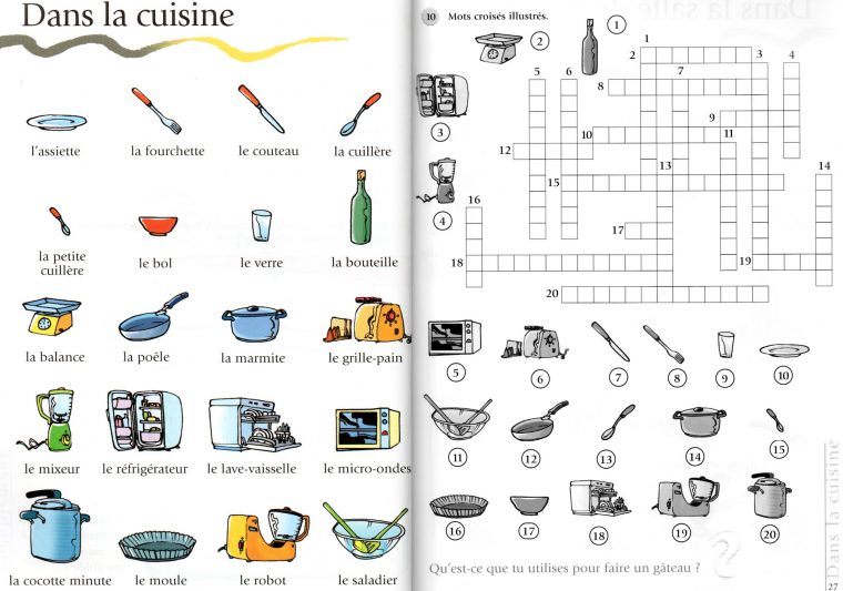 Mots Croisés De La Cuisine – A1 (Le Français De Jeu – S avec Aide Pour Mots Fléchés Gratuit