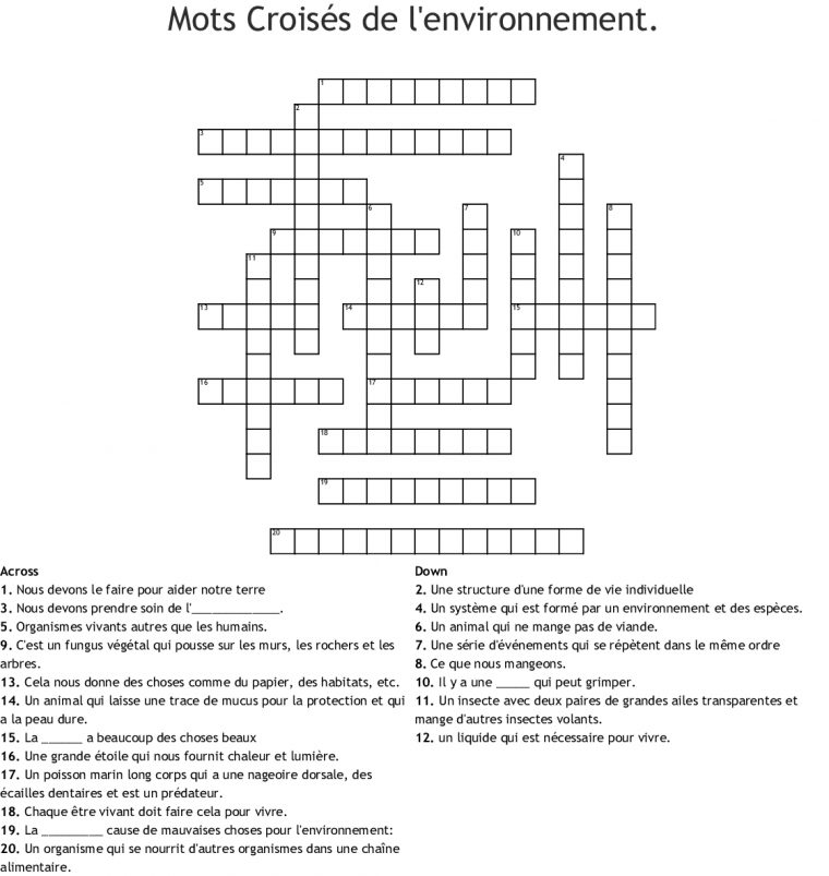 Mots Croisés De L'environnement. Crossword – Wordmint concernant Fabriquer Un Mot Croisé