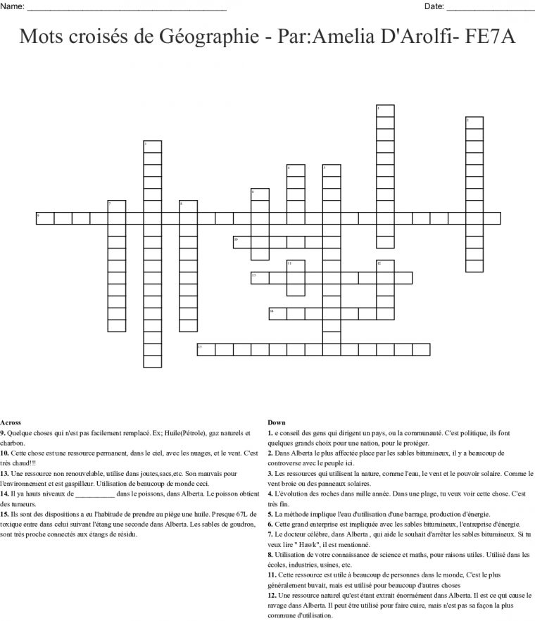 Mots Croisés De L'environnement. Crossword – Wordmint intérieur Fabriquer Un Mot Croisé