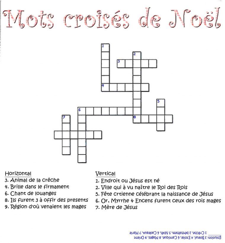 Mots Croisés De Noël | Mots Croisés, Naissance De Jésus, Le pour Mots Croisés Noel