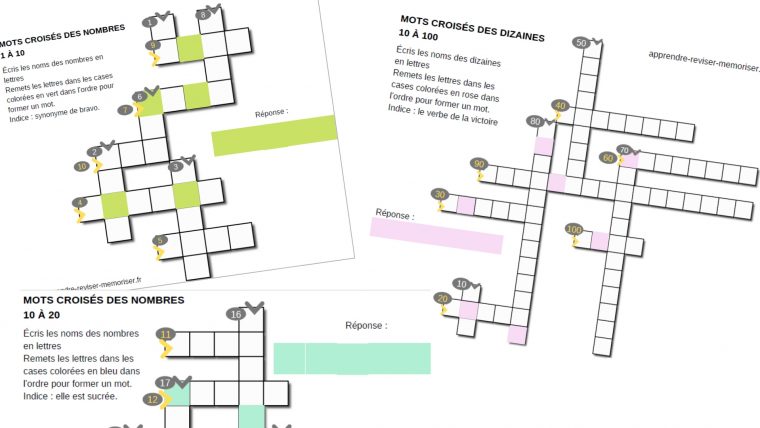 Mots Croisés Des Nombres : 3 Jeux Pour Écrire Le Nom Des à Mots Fleches Enfants