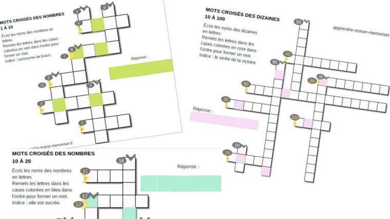 Mots Croisés Des Nombres : 3 Jeux Pour Écrire Le Nom Des tout Fabriquer Un Mot Croisé