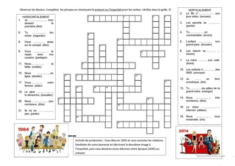 Mots Croisés Du Présent Et De L'imparfait – Français Fle avec Mots Croisés A Imprimer