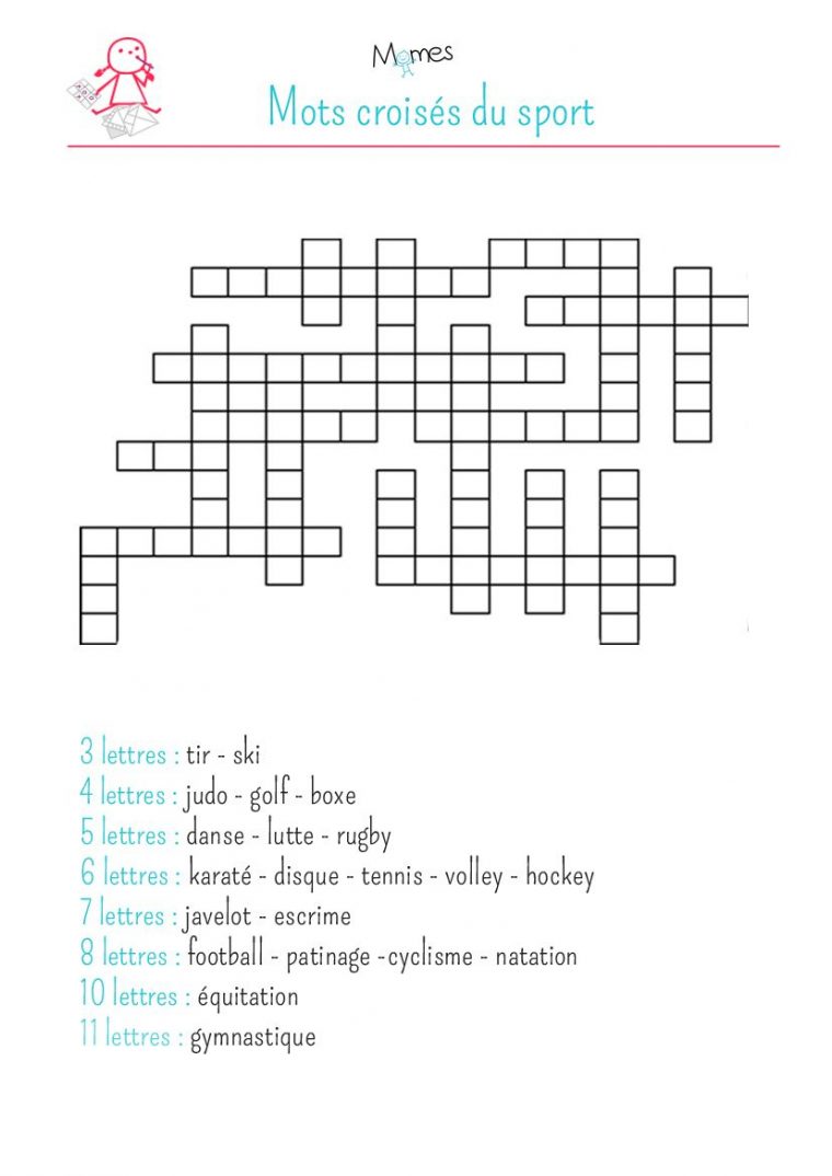 Mots Croisés Du Sport | Mots Croisés, Mots Croisés Enfants destiné Mots Croisés Faciles À Imprimer