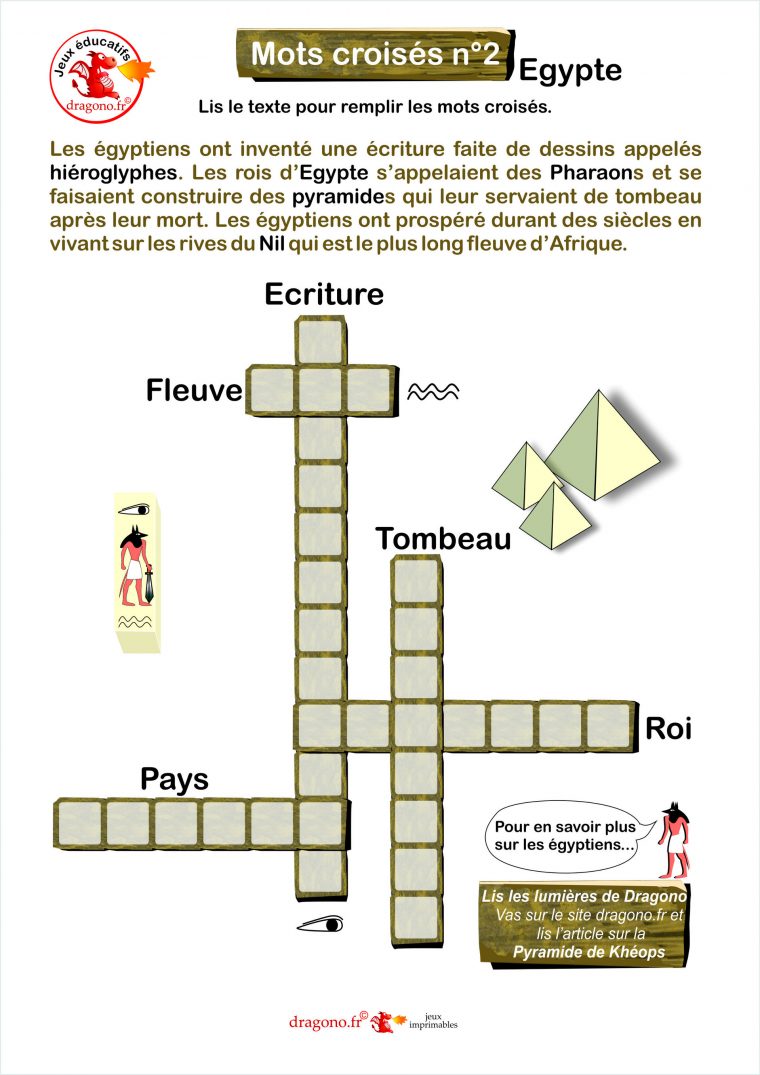 Mots Croisés Egypte – Dragono.fr pour Mots Croises Pour Enfants