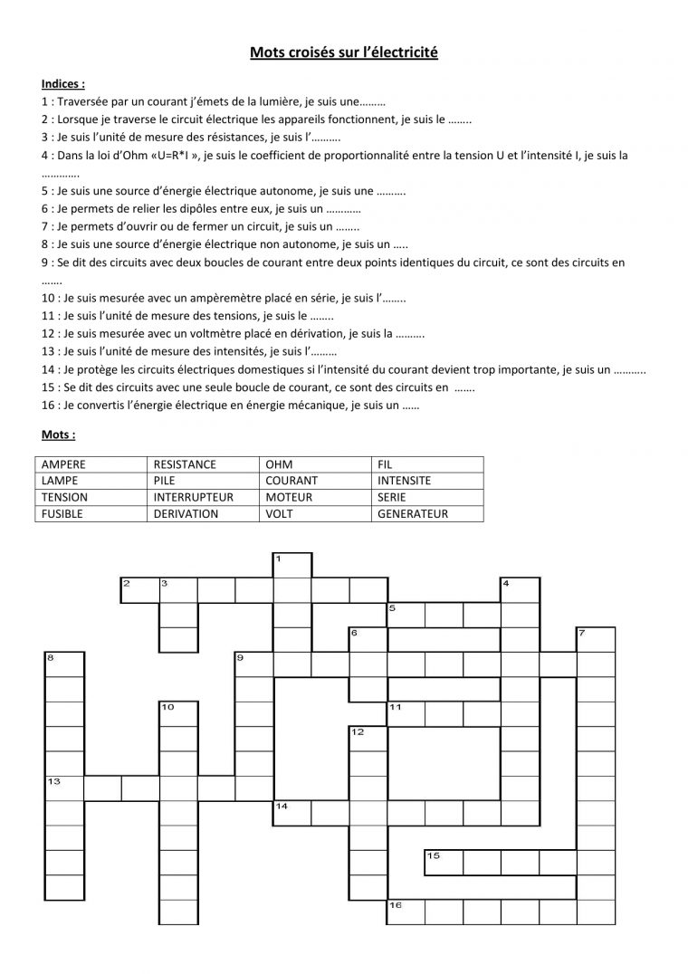 Mots Croisés – Élec 5°Et4° concernant Mots Croisés Avec Image