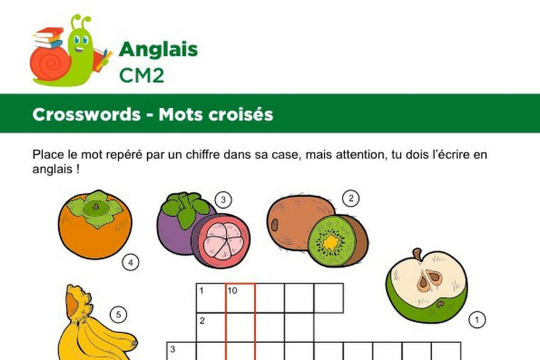 Mots Croisés En Anglais Sur Le Thème Des Fruits intérieur Jeu De Mot En Anglais