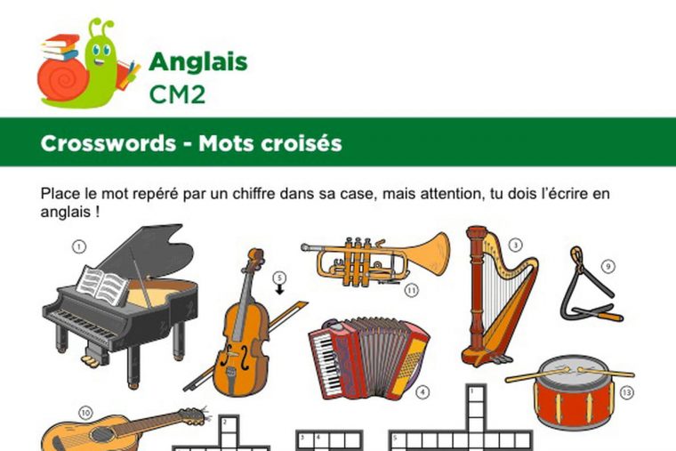 Mots Croisés En Anglais Sur Le Thème Des Instruments De Musique concernant Fabriquer Des Mots Croisés