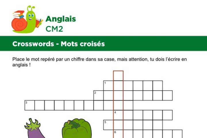 Mots Croisés En Anglais Sur Le Thème Des Légumes concernant Mots Croisés Cm2 À Imprimer